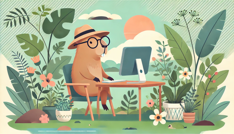 Capybara in a digital garden, generated with ChatGPT